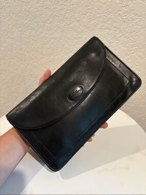 Longchamp Black Leather Clutch Pouch